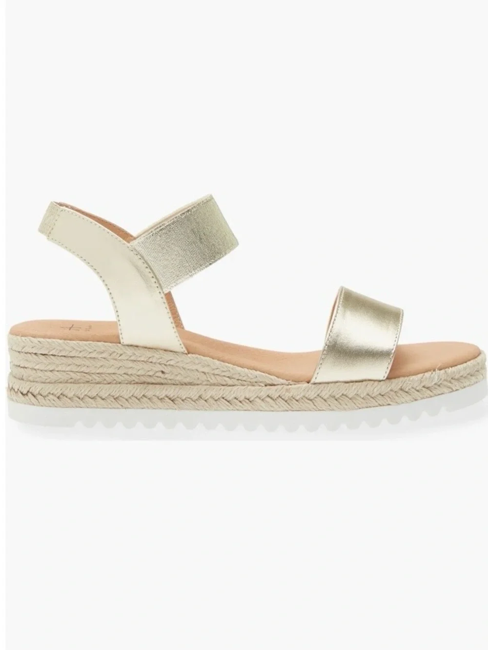 Aquatalia Metallic Gold Espadrille Wedge Sandal